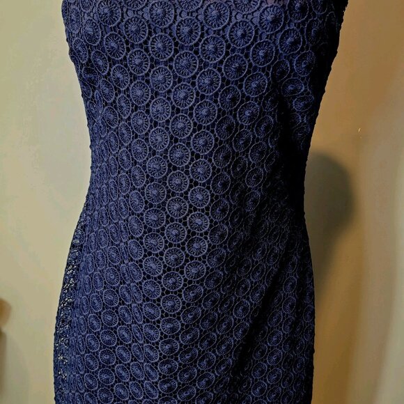 Jessica Howard Lace Cocktail Dress Holiday Sz 8 Wedding Guest Navy Preppy Resort - Picture 7 of 9